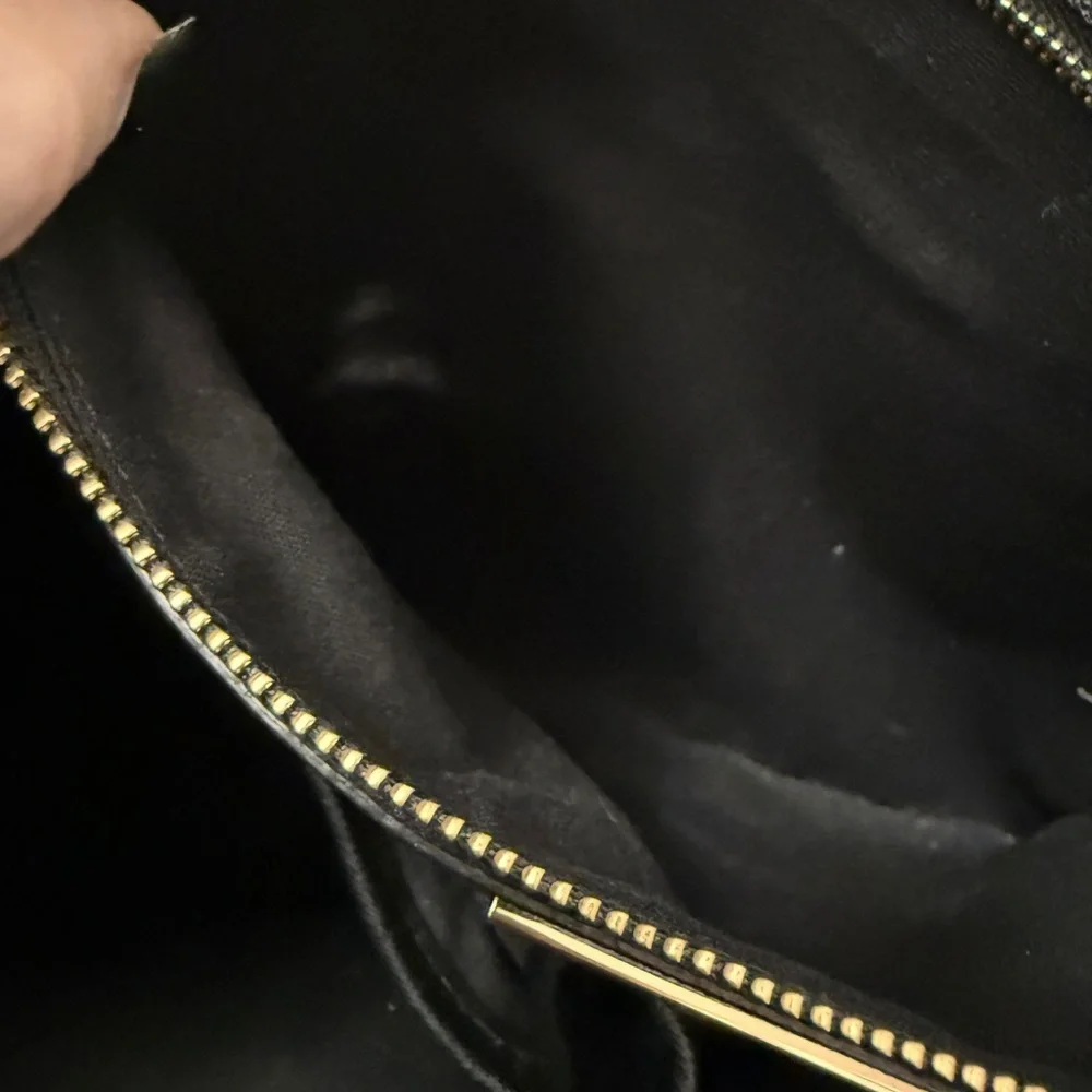 Tory Burch Black Robinson Tote Bag with Gold Accents